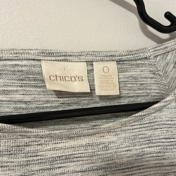 Chico’s 60% Cotton Gray Tunic Style Fringe Lagenlook Short Sleeve Size 0 Small - Picture 2 of 4